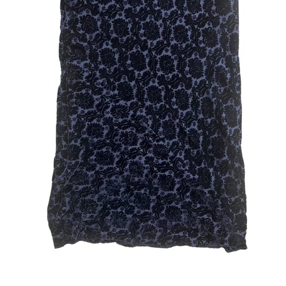 Vintage Velvet Burnout Slinky Cowl Maxi Gown Navy 4 Witchy Whimsygoth Vampire - Picture 10 of 14